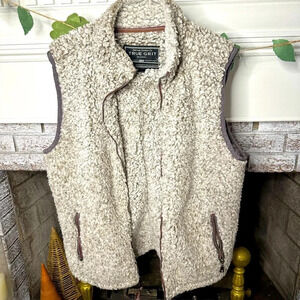 True Grit Gray Sherpa vest size Medium dual zipper pockets fall winter warm